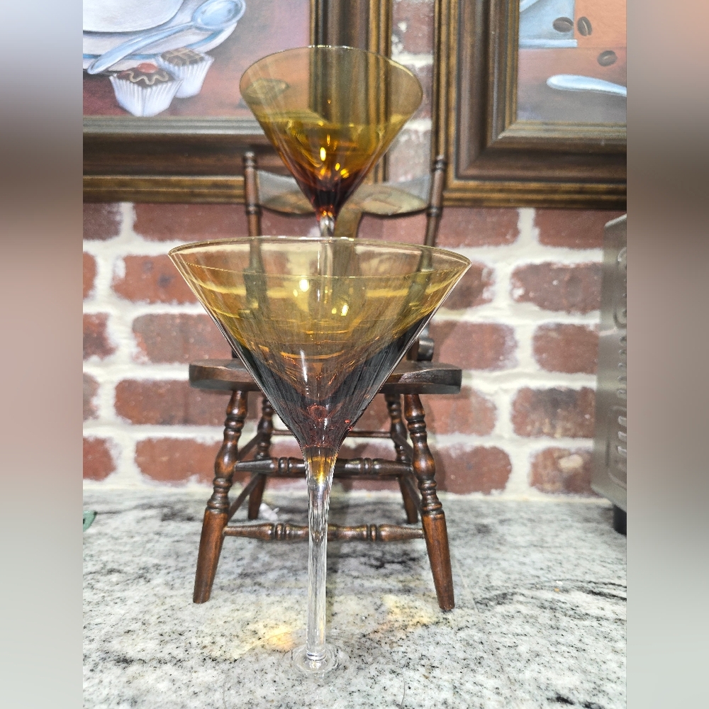 Dark Amber Martini Glasses